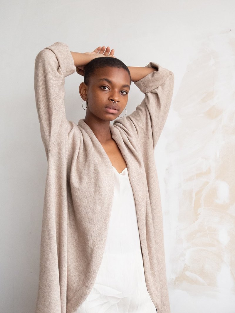 Lauren Manoogian Long Slouch Cardigan - Ecru | Garmentory