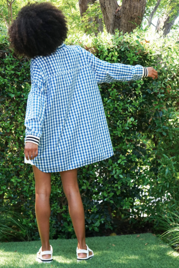 Aquarius Cocktail Perry Popover - Blue/White Gingham Aquarius Cocktail Perry Popover - Blue/White Gingham