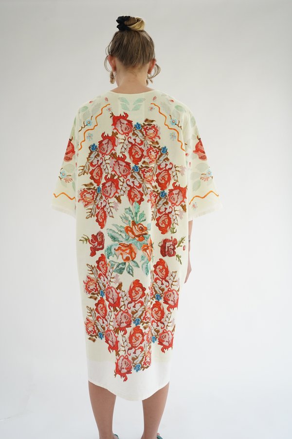 Anntian Pale Yellow Flower Paint T-Shirt Dress Anntian Pale Yellow Flower Paint T-Shirt Dress