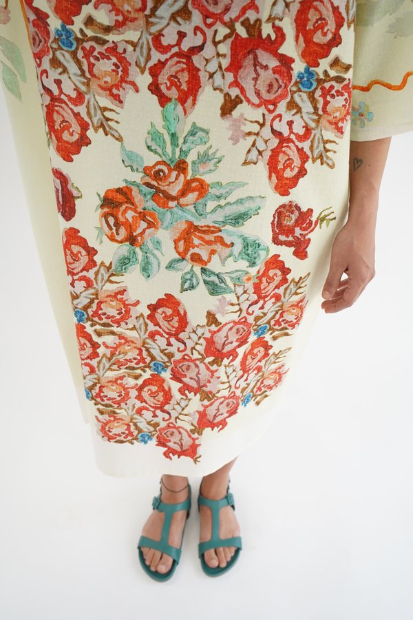 Anntian Pale Yellow Flower Paint T-Shirt Dress Anntian Pale Yellow Flower Paint T-Shirt Dress