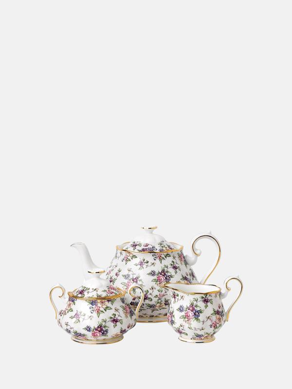100 Years 1940 English Chintz 3P Tea Set 100 Years 1940 English Chintz 3P Tea Set