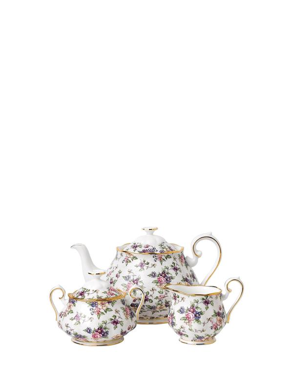 100 Years 1940 English Chintz 3P Tea Set 100 Years 1940 English Chintz 3P Tea Set