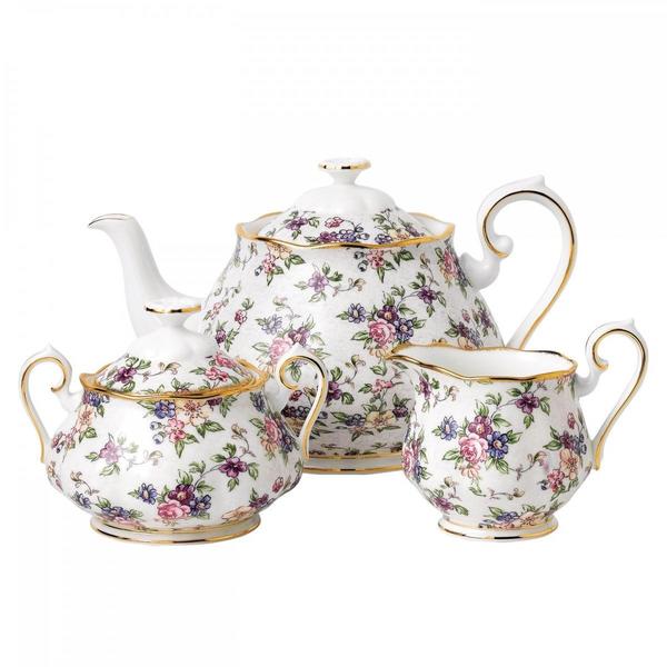 100 Years 1940 English Chintz 3P Tea Set 100 Years 1940 English Chintz 3P Tea Set