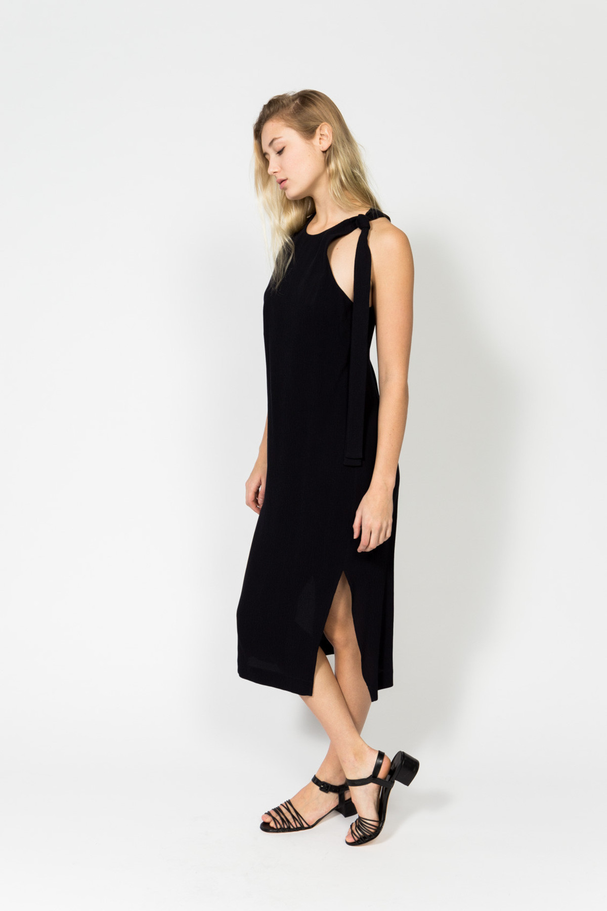 Tiered Tie Shoulder Midi Dress