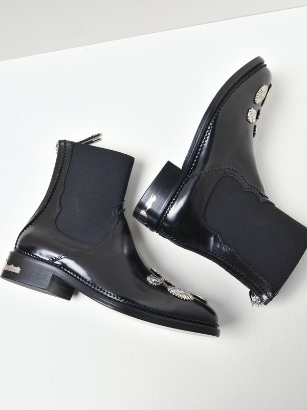 AJ990_Black Suede Hardware Boots_BLACK LEATHER AJ990_Black Suede Hardware Boots_BLACK LEATHER