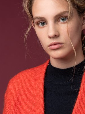 Alpaca Curved Sleeve Cardigan_Red Orange Alpaca Curved Sleeve Cardigan_Red Orange