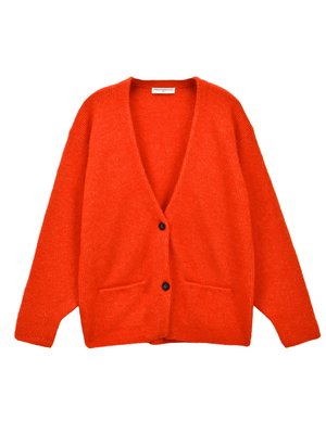 Alpaca Curved Sleeve Cardigan_Red Orange Alpaca Curved Sleeve Cardigan_Red Orange