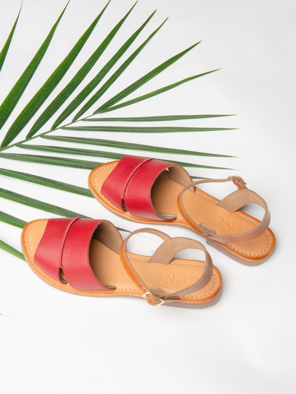 Ankle Strap Sandal_CB_Red/Tan Ankle Strap Sandal_CB_Red/Tan