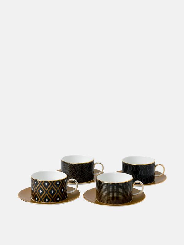 Arris Accent Teacup n Saucer, Set of 4 Arris Accent Teacup n Saucer, Set of 4