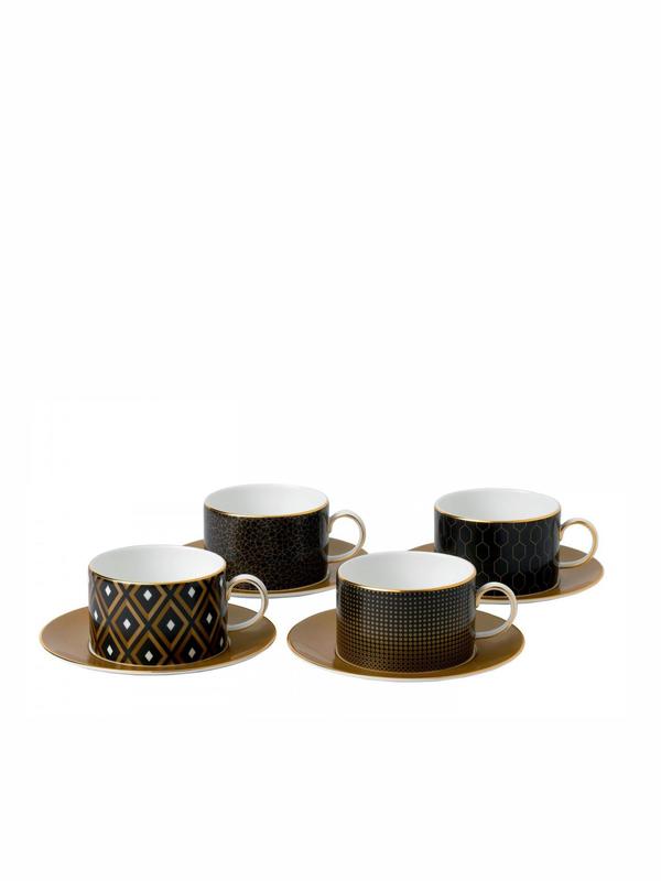 Arris Accent Teacup n Saucer, Set of 4 Arris Accent Teacup n Saucer, Set of 4