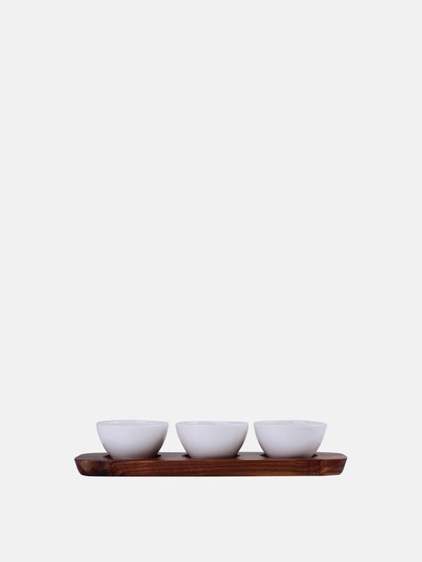 ARTESANO Dip Bowl 3ea and Acacia Wood Tray ARTESANO Dip Bowl 3ea and Acacia Wood Tray