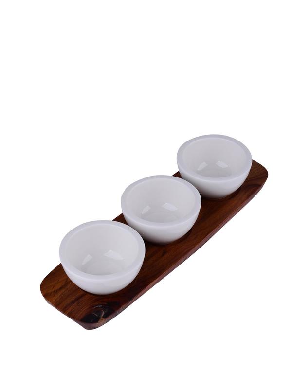 ARTESANO Dip Bowl 3ea and Acacia Wood Tray ARTESANO Dip Bowl 3ea and Acacia Wood Tray