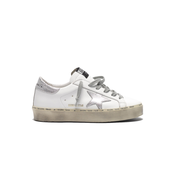 Golden Goose|SNEAKERS (GWF00118 F000329 80185) Golden Goose Hi Star Leather Upper White Silver Women