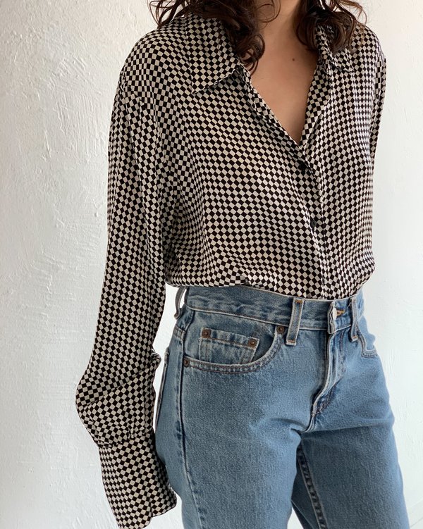 Silk Checkered Shirt | Vintage Silk Checkered Shirt | Vintage