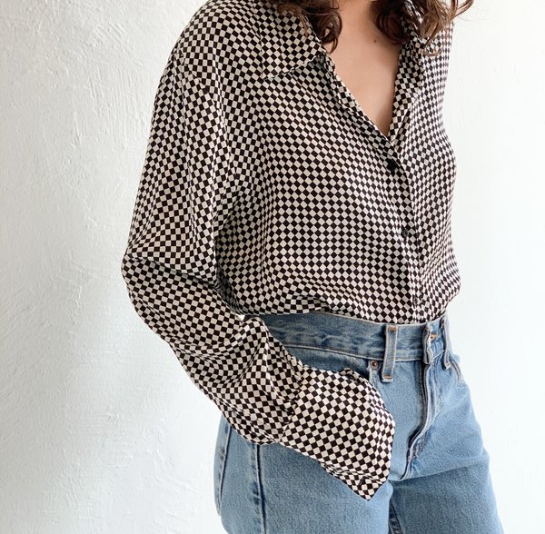 Silk Checkered Shirt | Vintage Silk Checkered Shirt | Vintage