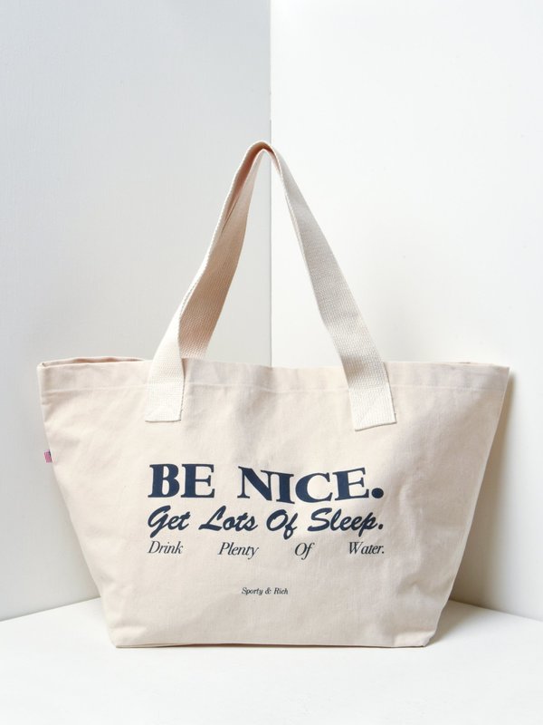 Sporty & Rich Be Nice Tote - Natural/Navy Sporty & Rich Be Nice Tote - Natural/Navy