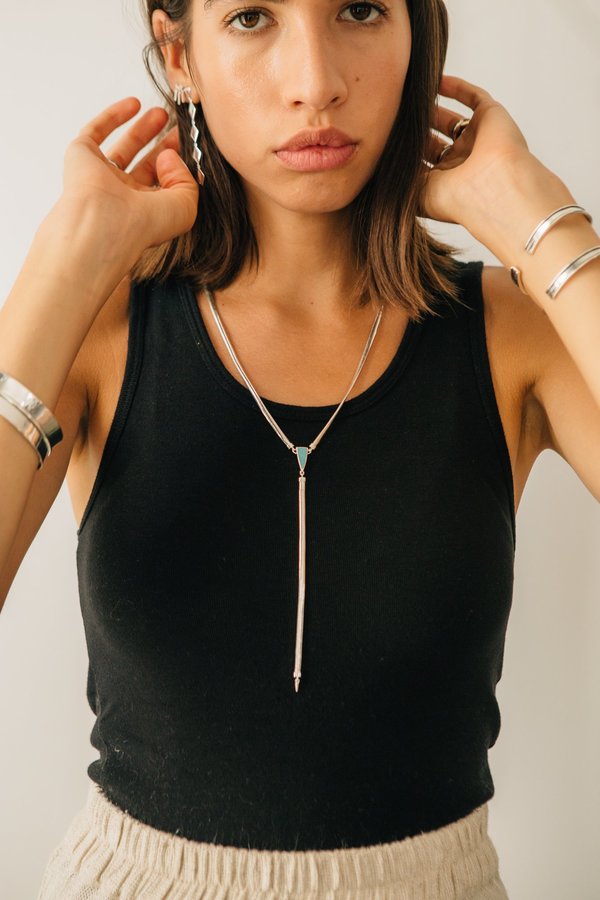 Sierra Winter Jewelry Earlene Lariat Necklace - Sterling Silver/Turquoise Sierra Winter Jewelry Earlene Lariat Necklace - Sterling Silver/Turquoise