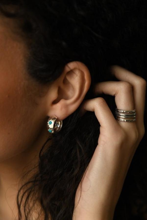 Sierra Winter Jewelry Eve Hoop Earrings - Sterling Silver/Turquoise Sierra Winter Jewelry Eve Hoop Earrings - Sterling Silver/Turquoise