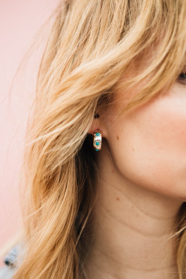 Sierra Winter Jewelry Eve Hoop Earrings - Sterling Silver/Turquoise Sierra Winter Jewelry Eve Hoop Earrings - Sterling Silver/Turquoise