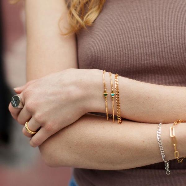 Sierra Winter Jewelry Femme Bracelet - Gold Vermeil/Emerald Sierra Winter Jewelry Femme Bracelet - Gold Vermeil/Emerald
