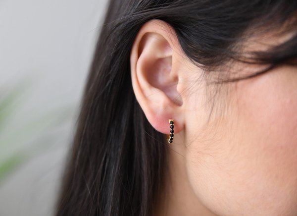 Sierra Winter Jewelry Karma Hoop Earrings - Gold Vermeil/Black Onyx Sierra Winter Jewelry Karma Hoop Earrings - Gold Vermeil/Black Onyx