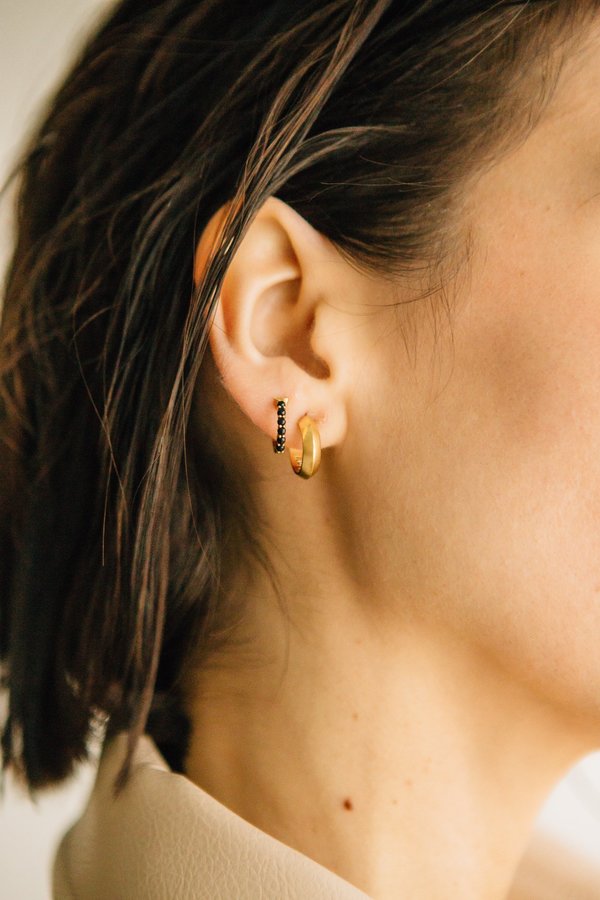 Sierra Winter Jewelry Karma Hoop Earrings - Gold Vermeil/Black Onyx Sierra Winter Jewelry Karma Hoop Earrings - Gold Vermeil/Black Onyx
