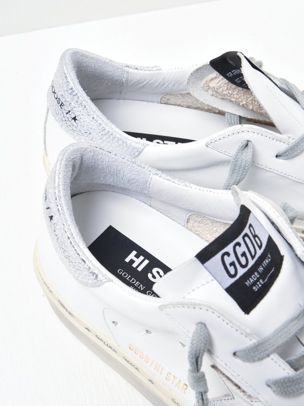 Golden Goose｜SNEAKERS (GWF00118 F000329 80185) Golden Goose Hi Star Leather Upper White Silver Women