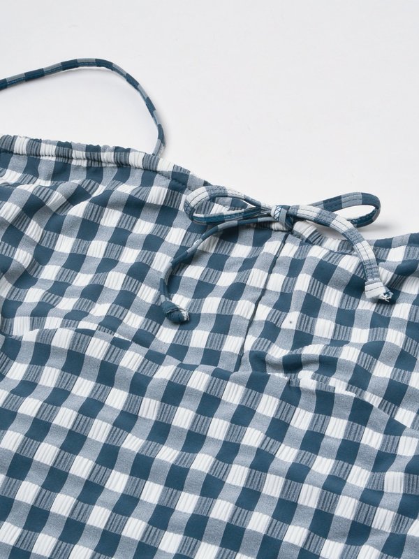 Faithfull The Brand Manon One Piece Gingham Print Blue Garmentory