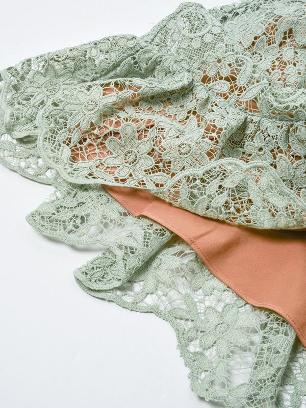 self portrait green lace mini dress Green Fine Lace Midi Dress – self-portrait-US