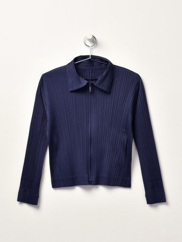 Pleats Please by Issey Miyake PLEATS ZIP-UP sweater - 75 NAVY