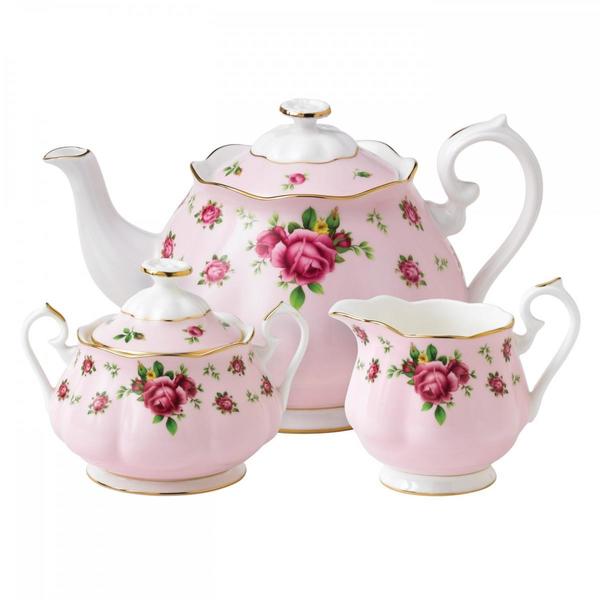 New Country Roses Pink 3-Piece Tea Set New Country Roses Pink 3-Piece Tea Set