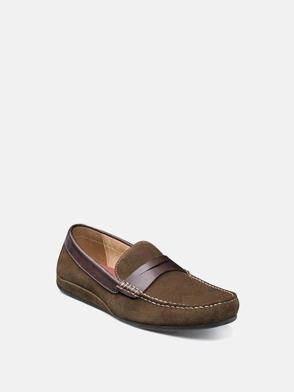 Florsheim OVAL MOC TOE PENNY DRIVER shoes - MUSHROOM SUEDE/BROWN SMOOTH Florsheim OVAL MOC TOE PENNY DRIVER shoes - MUSHROOM SUEDE/BROWN SMOOTH