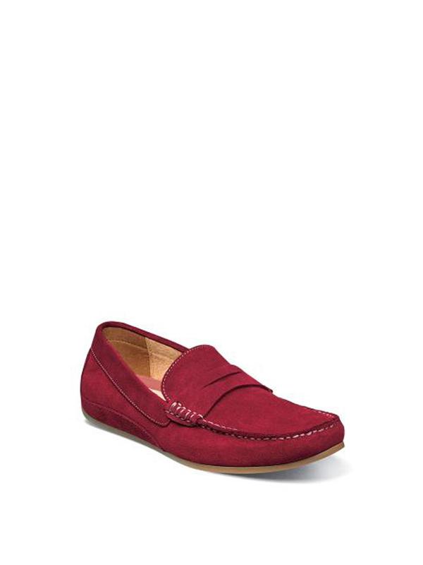 Florsheim OVAL MOC TOE PENNY DRIVER shoes - RED SUEDE Florsheim OVAL MOC TOE PENNY DRIVER shoes - RED SUEDE