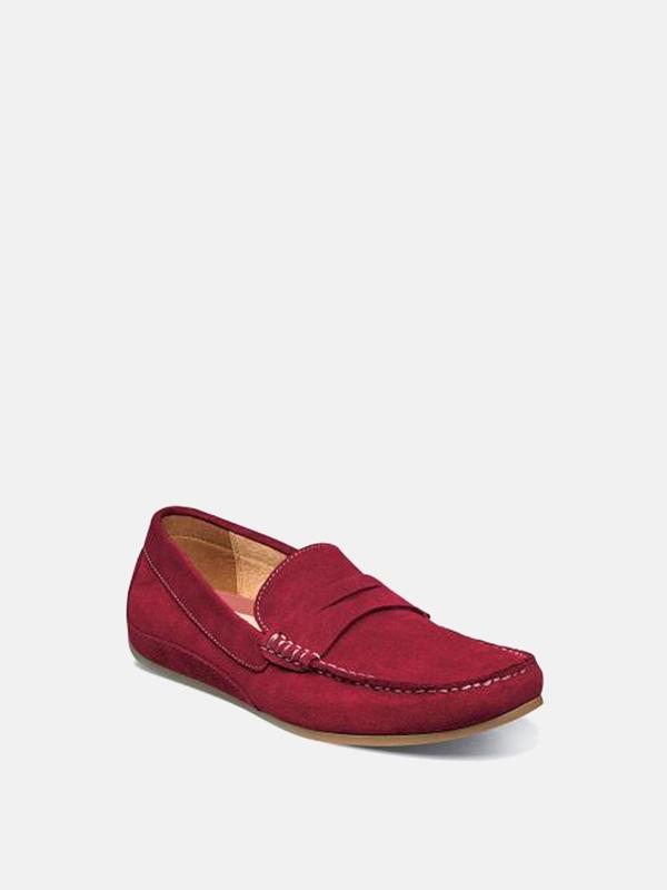 Florsheim OVAL MOC TOE PENNY DRIVER shoes - RED SUEDE Florsheim OVAL MOC TOE PENNY DRIVER shoes - RED SUEDE