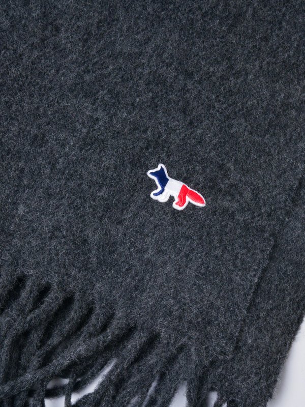 TRICOLOR FOX WOOL SCARF_DARK GREY MELANGE TRICOLOR FOX WOOL SCARF_DARK GREY MELANGE