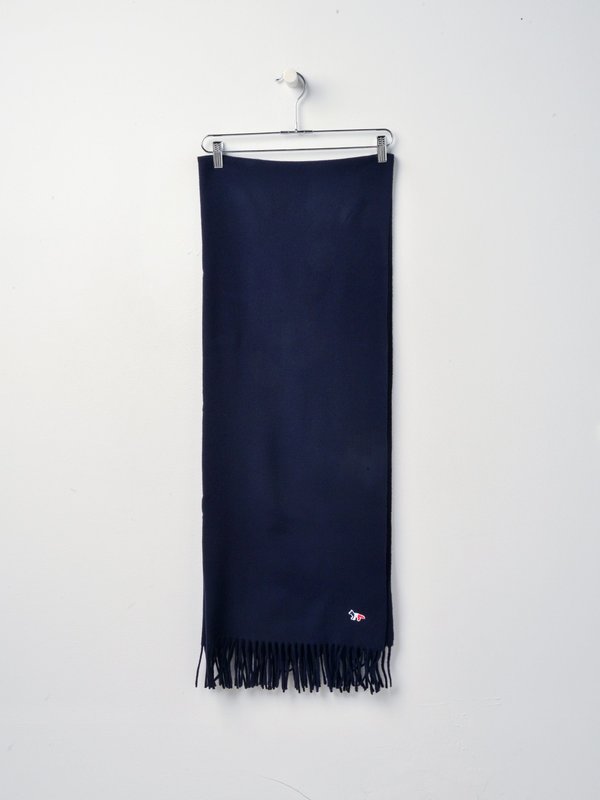 TRICOLOR FOX WOOL SCARF_DARK NAVY TRICOLOR FOX WOOL SCARF_DARK NAVY