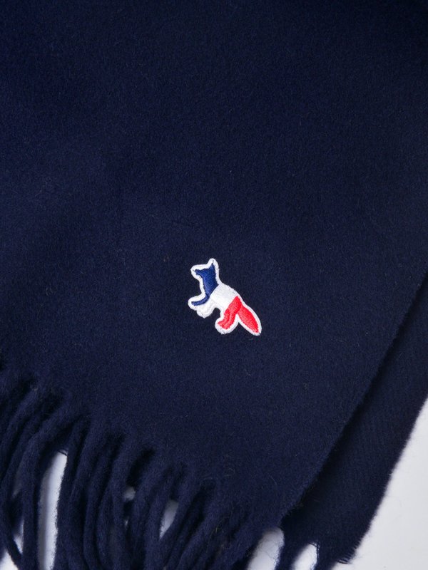 TRICOLOR FOX WOOL SCARF_DARK NAVY TRICOLOR FOX WOOL SCARF_DARK NAVY