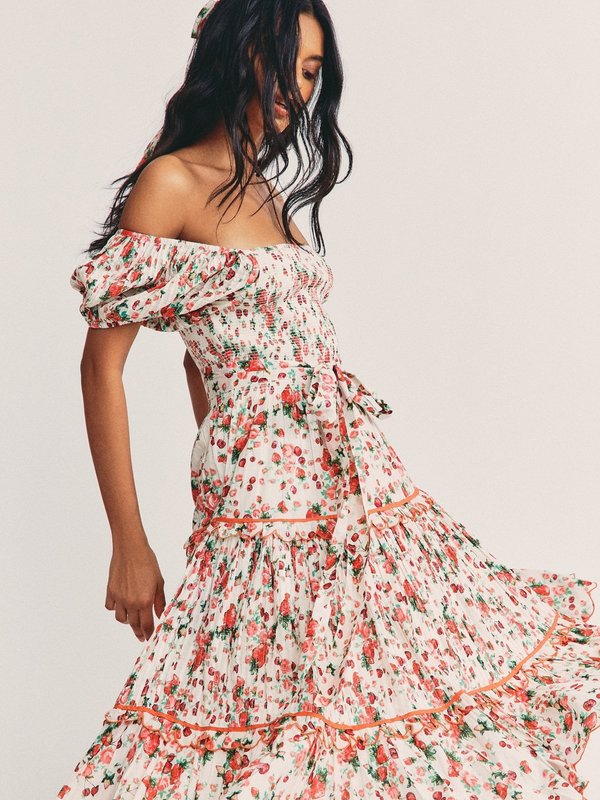 LoveShackFancy Masie Midi Dress - Cloudy Poprocks LoveShackFancy Masie Midi Dress - Cloudy Poprocks