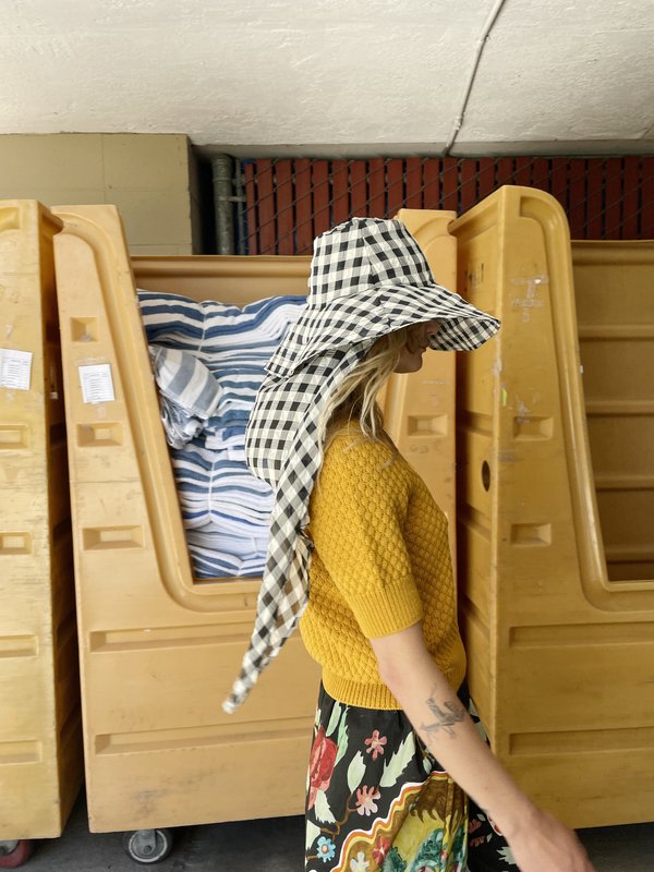 Beklina Scarf Hat - Gingham Black Beklina Scarf Hat - Gingham Black