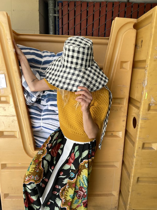 Beklina Scarf Hat - Gingham Black Beklina Scarf Hat - Gingham Black