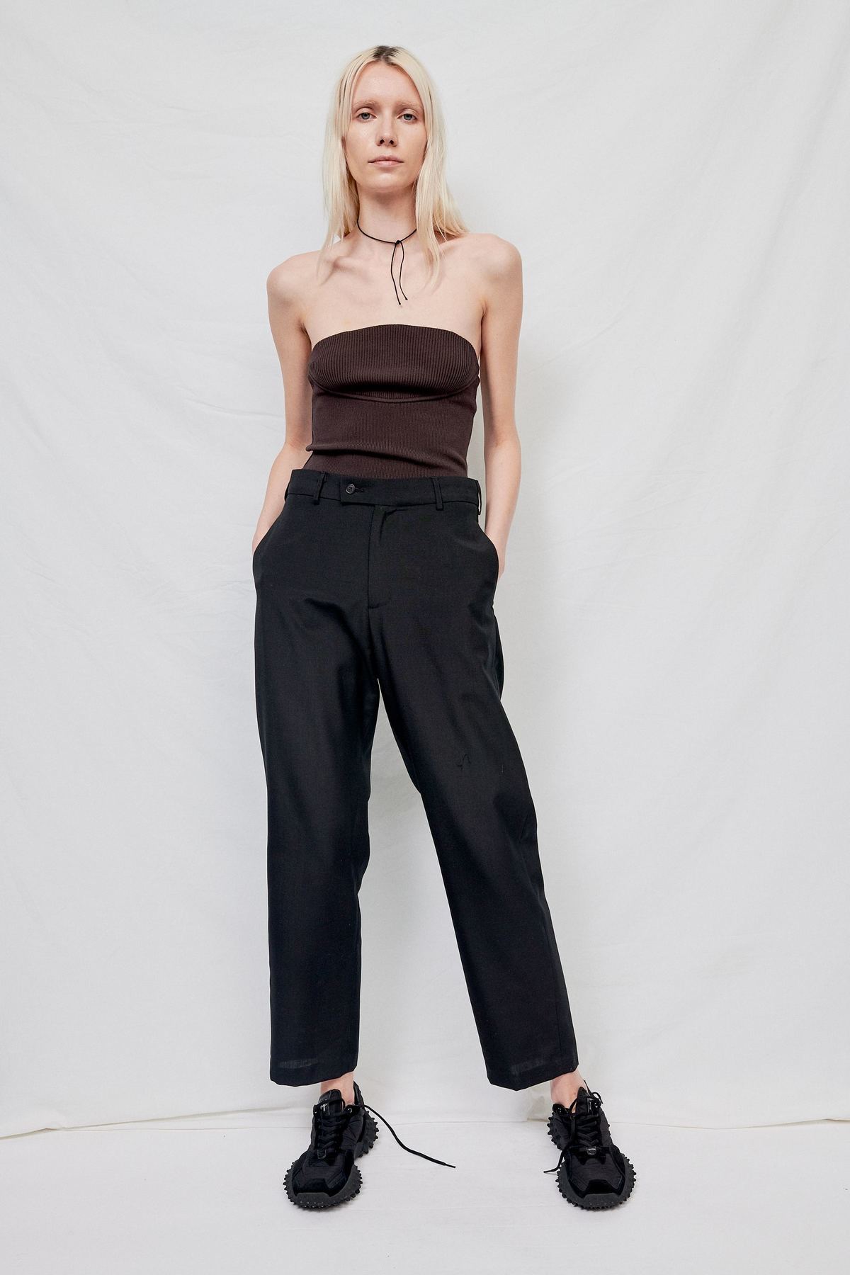 Theopen Product Ribbed Knit Tank Top - Dark Brown - Image 1 of 4