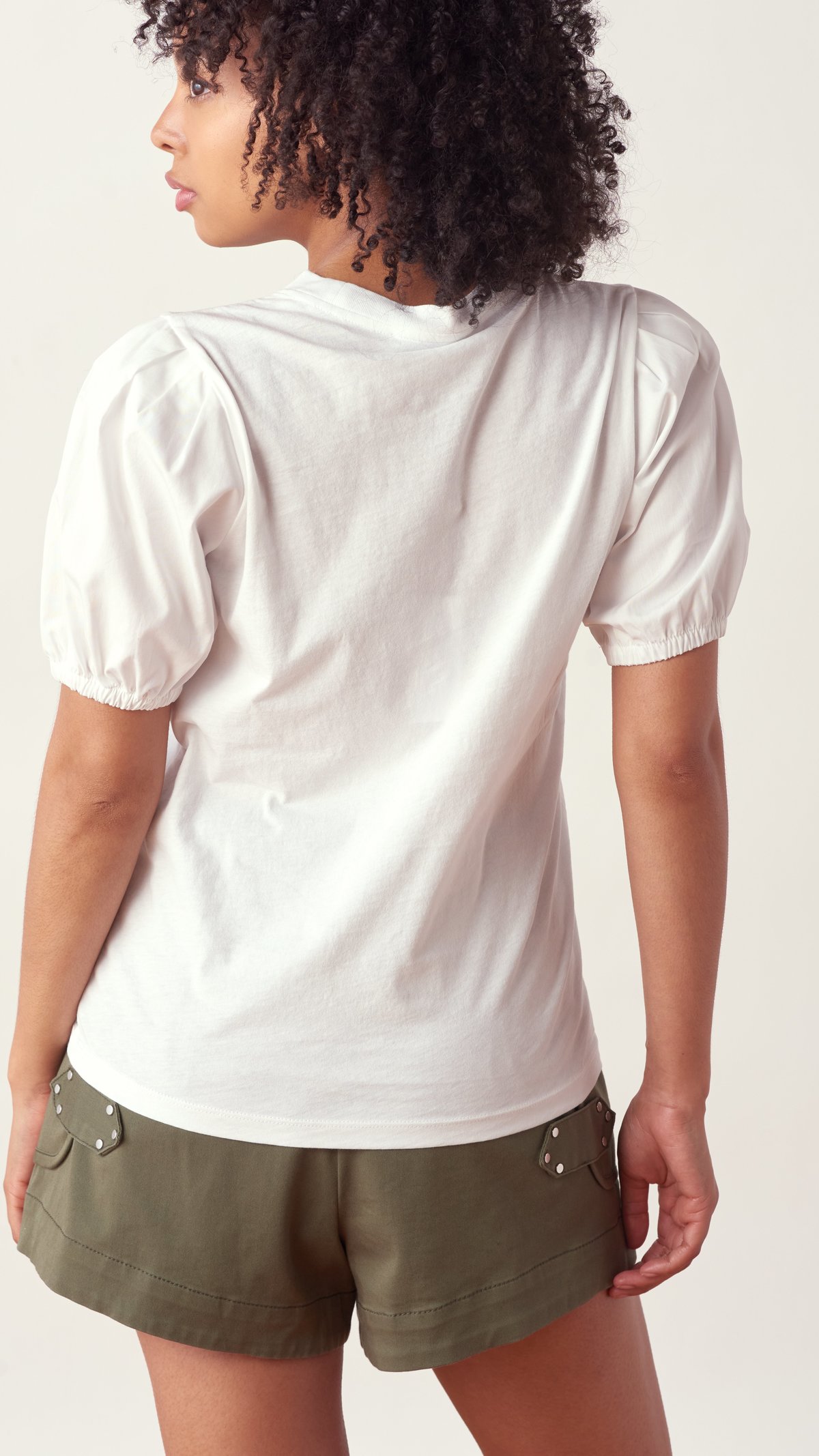 Derek Lam Eva Puff Sleeve Tee - white - Image 4 of 5