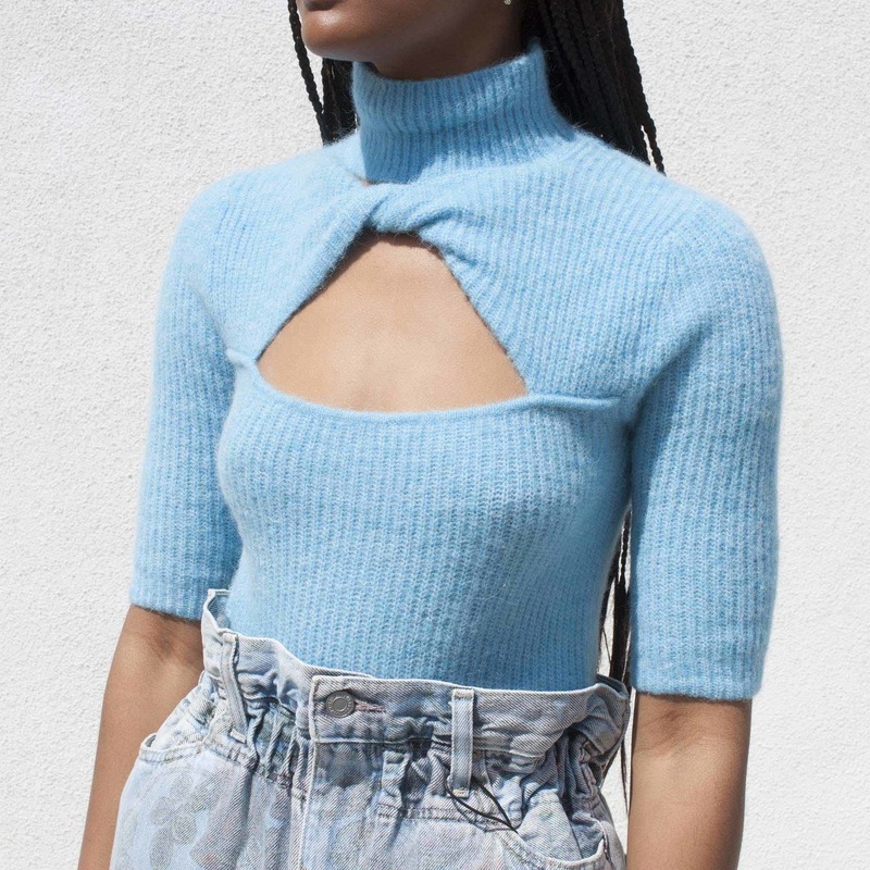 Ganni Soft Wool Knit Top Bachelor Blue Garmentory