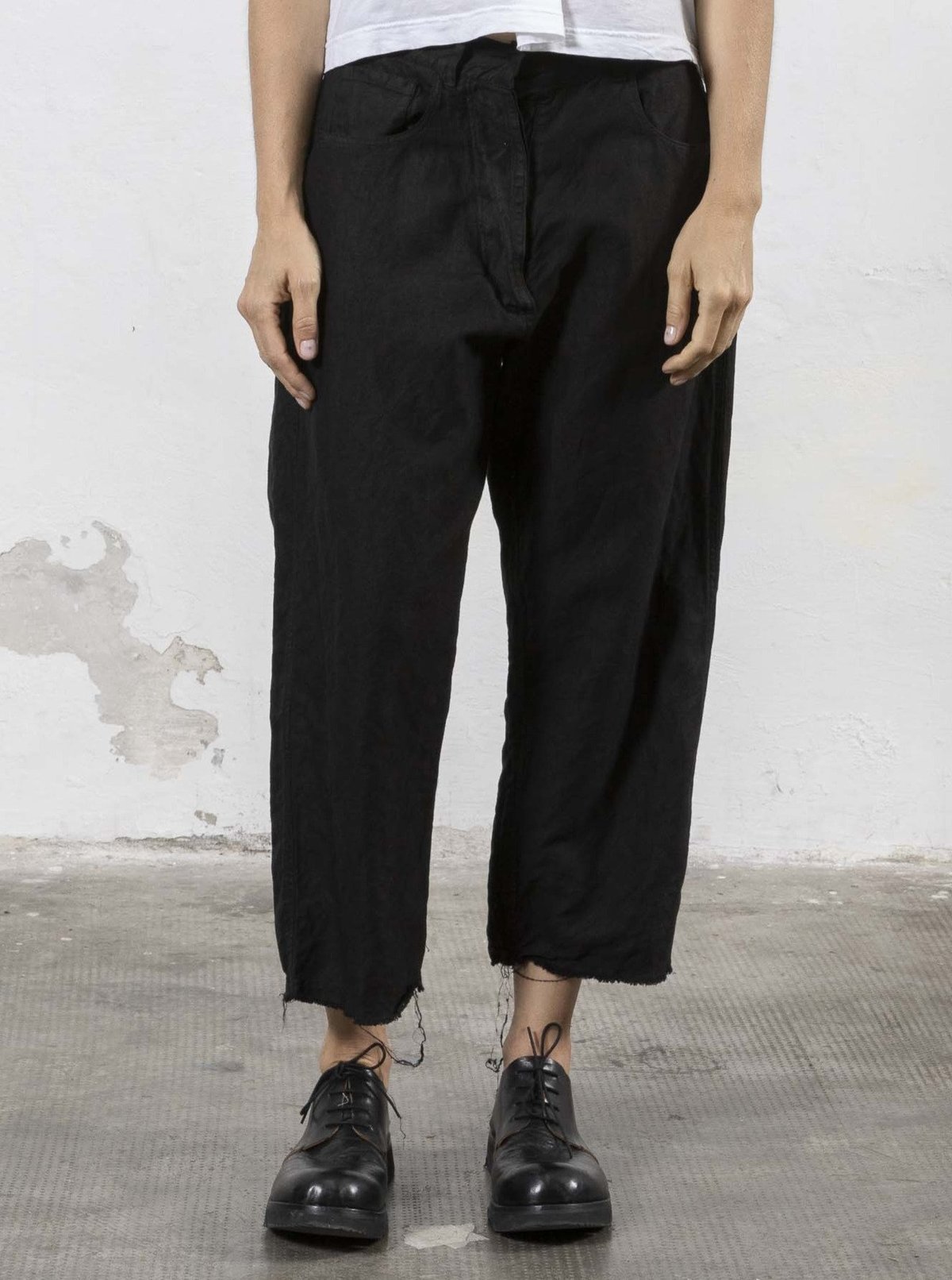 Serien°umerica Linen Trousers - Black  - Image 1 of 3