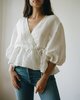 St. Agni Joji Wrap Blouse - White - Thumbnail 1