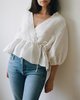 St. Agni Joji Wrap Blouse - White - Thumbnail 4