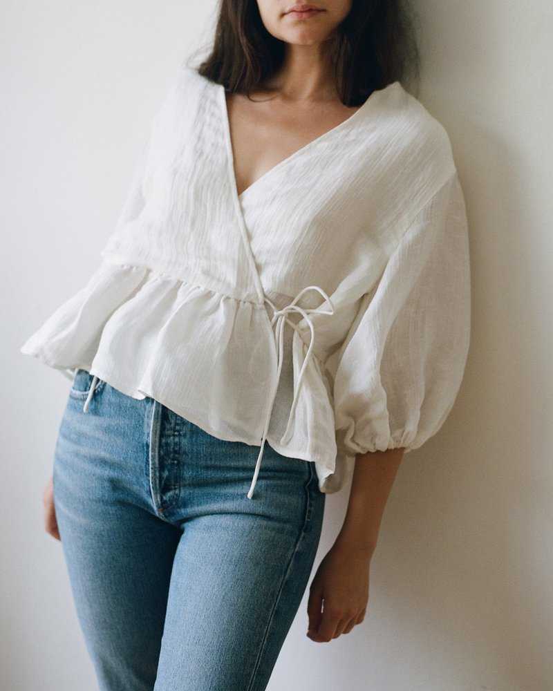 St. Agni Joji Wrap Blouse - White