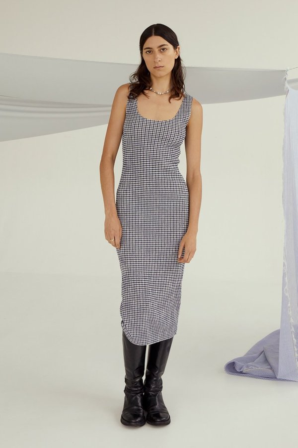 PERMANENT VACATION Ritual Tank Dress – Navy Gingham PERMANENT VACATION Ritual Tank Dress – Navy Gingham