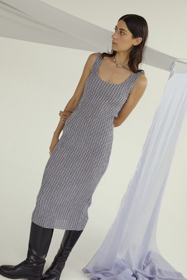 PERMANENT VACATION Ritual Tank Dress – Navy Gingham PERMANENT VACATION Ritual Tank Dress – Navy Gingham