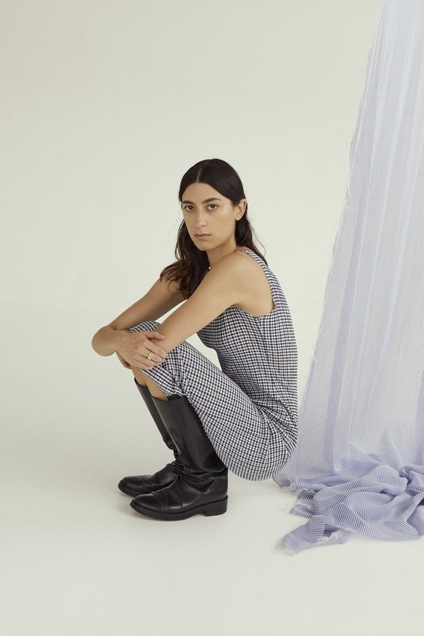 PERMANENT VACATION Ritual Tank Dress – Navy Gingham PERMANENT VACATION Ritual Tank Dress – Navy Gingham